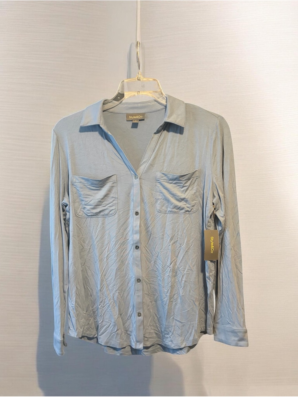 Style & Co. Light Blue Long-Sleeve Button-Down Shirt